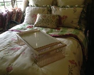 White wicker bed tray