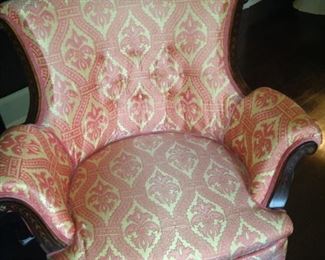 Uniquely shaped chair with matching upholstery