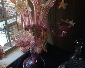 Delicate Venetian glass candelabra