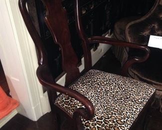 Side chair with leopard print seat