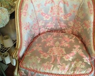 French Provincial chair with satin fabric and braided detailing