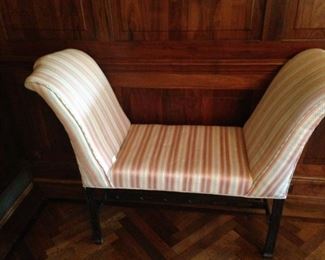 Lovely upholstered  Chinese Chippendale style window seat
