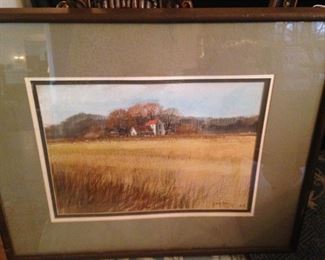 Matted and framed watercolor by Tylerite A. C. Gentry