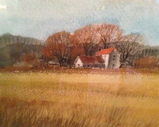 Country scene watercolor by Tylerite A. C. Gentry
