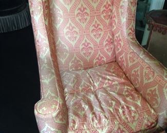 One of two side chairs with matching upholstery
