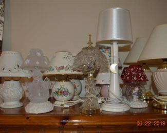 many lennox and other lamps to choose from, some are electric some are candle