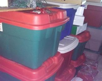 boxes and boxes of christmas items, many new in the box