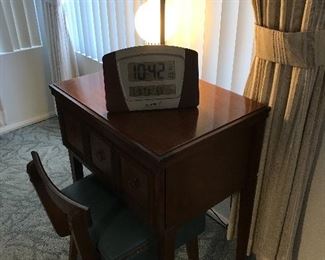 Sewing machine with table and chair
