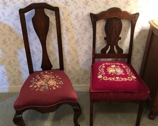 Chairs with needlepoint cushions