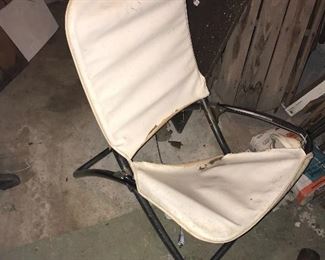 Mid century stainless steel folding chair, There are 2. Need love but would be easy to upholster