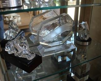 Steuben crystal lion and star