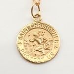 14K Yellow Gold St Christopher Medal Necklace
