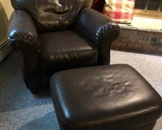 Natuzzi Leather Chair & Ottoman