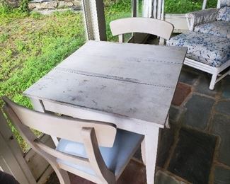 White Bistro Table with Two Pottery Barn Chairs