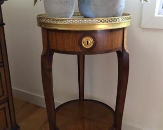 Pair of French Side Tables White Marble Tops
