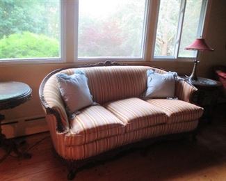 Antique Mahogany Carved Sofa (reconditioned and reupholstered)