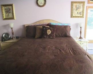 Queen Bed including Headboard, like new mattress and box spring