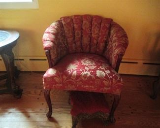Occasional Chair with Tufted Back, Stool