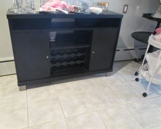 Black TV Console with wine storage