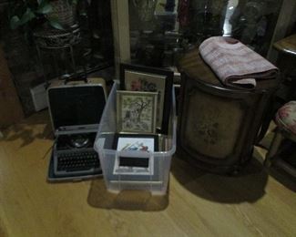 Vintage Typewriter, framed art, occasional table