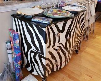 Zebra Print Chest of Drawers by Excursions by Laneventure, Gift Wrap, Trays, and Glassware