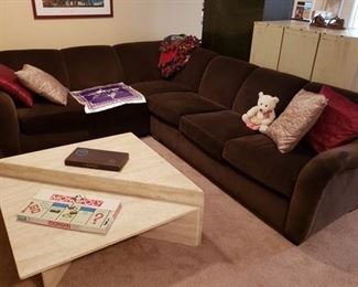 Sectional Sofa, Coffee Table, and Board Games