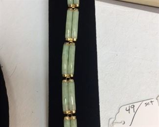 14kt Gold Jade Bracelet/Earring Set