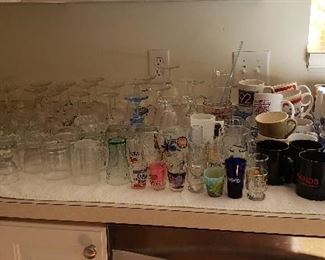 Large Assortment of Glasses, Mugs and Shot Glasses