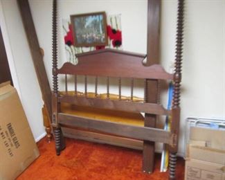High turned spools - post mid 1800s walnut bed with headboard, footboard, side rails. Only headboard shown in this pic.