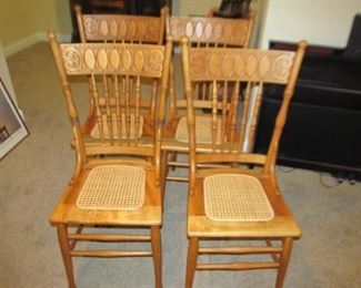 Set of 4 cane bottom chairs