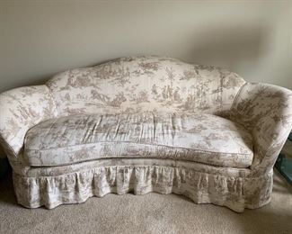 Sofa by Hickory Chair - Cream & Light Tan Toile Fabric