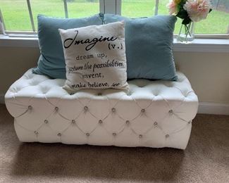 Upholstered tufted bench - with jewel like buttons