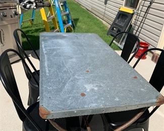 Galvanized metal table