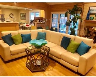 A gorgeous cream leather sofa! Sink into it!