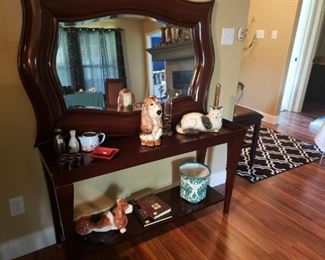 Entry Hall Table or Sofa table, mirror is really unique.