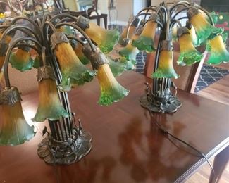 Two Vintage Beautiful Tulip Lamps