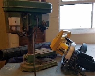 Drill Press, Saw and Blower