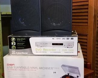 DVD Recorder, Turntable, Speakers