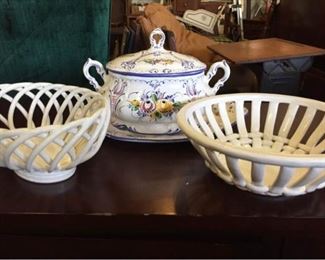 Handpainted Tureen  Baskets