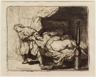 Rembrandt van Rijn Dutch 1606 1669 Joseph and Potiphers Wife Etching