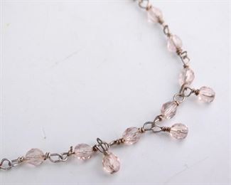 14 925 Sterling Silver Pink Beaded Necklace