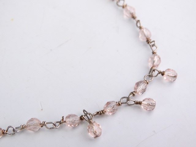 14 925 Sterling Silver Pink Beaded Necklace