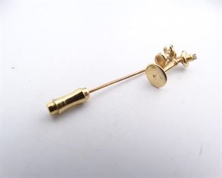 14K Telephone Stick Pin with Diamond Accent Stone