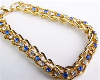 GoldColored Bracelet with Faux Sapphire Accents
