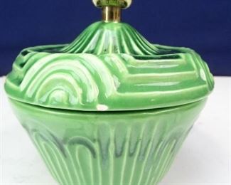 Green Ceramic, Lidded Pottery Cannister