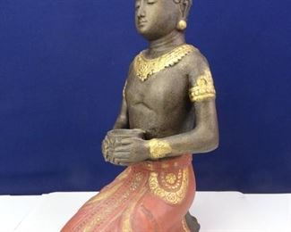 Ornate, Painted Meditating Buddha Statue