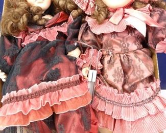 Red Black Dressed, Porcelain Doll Duo