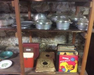 Vintage cookware. Vintage 45 records. Children’s songs