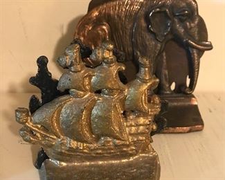 Various cast iron book-ends