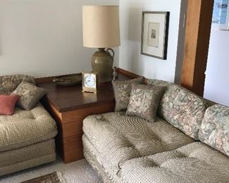 2 matching low slung sofas